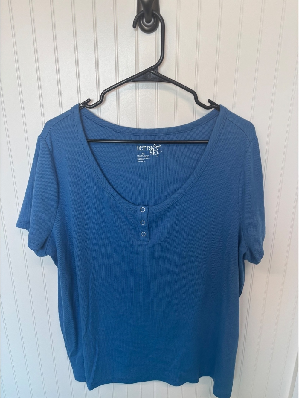 Blue scoop neck shirt